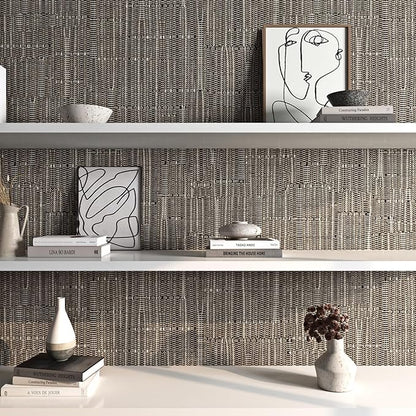 FunStick 24"x200" Thick Brown Grasscloth Peel and Stick Wallpaper Textured - Image 6