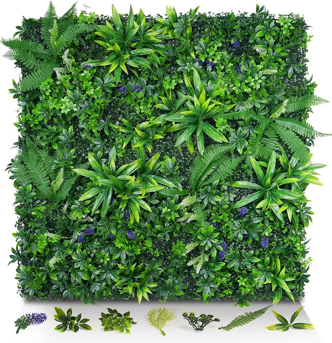Artificial Grass Wall Panels, UV-Anti Fake Greenery Plant Boxwood Panels by EverNature