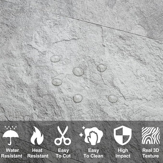 AULIGET 2-Piece Dark Slate Peel and Stick Backsplash Wall Tiles, Laundry Room - Image 2