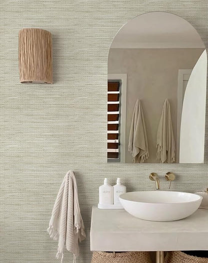 Rugreat Textured Grasscloth Wallpaper Peel and Stick 118inL 17.3inW Beige - Image 7