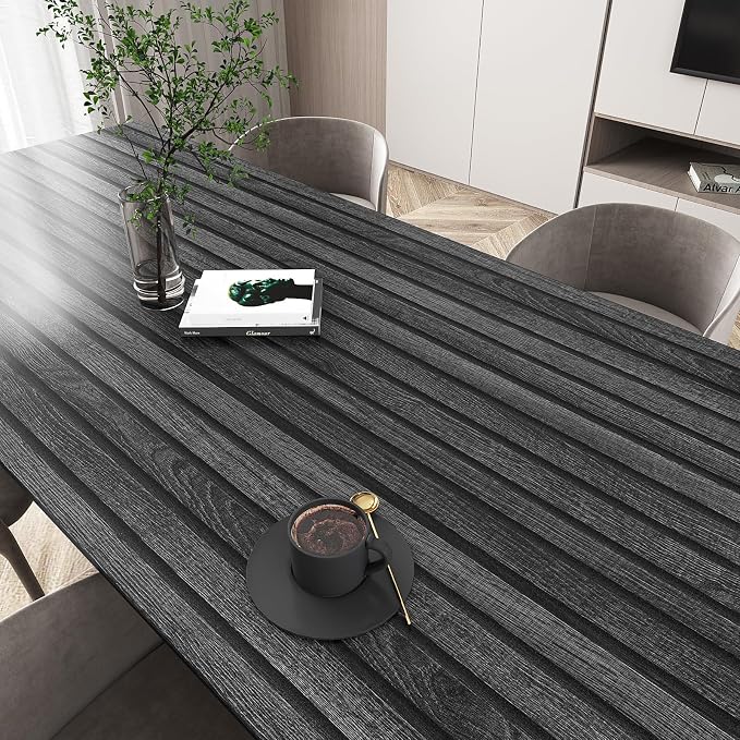 VEELIKE Charcoal Black Wood Slat Wallpaper Peel and Stick Modern Wood Panel - Image 7