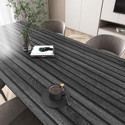 VEELIKE Charcoal Black Wooden Slat Wallpaper Peel and Stick Waterproof Dark - Image 6