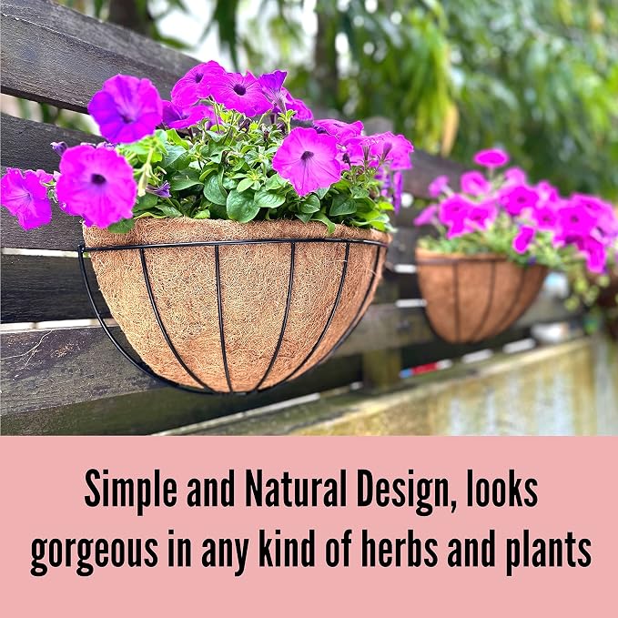 LaLaGreen Wall Hanging Planters, 2 Pack, 12 Inch Wall Mounted Flower Baskets - Image 9