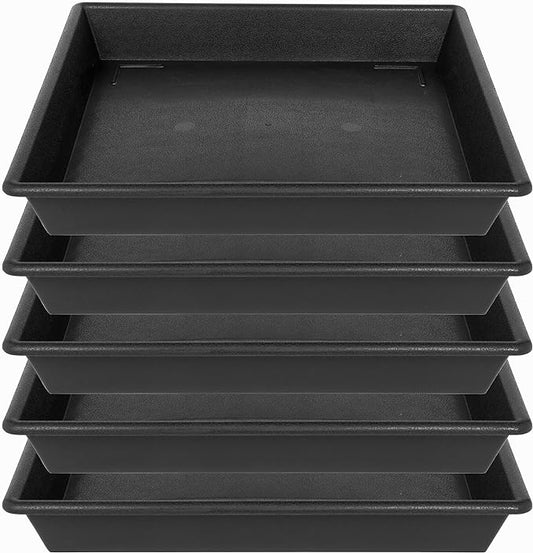 Square Plant Saucer 5 Pack 8 10 12 14 16 18 20 Inch, Flower Pot No Holes Plant Drip Trays, Plant Trays for Pots Heavy Duty Plastic Plant Saucers for Indoors Outdoors