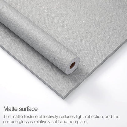 24"x393" Grey Grasscloth Peel and Stick Fabric Textured Contact Paper Removable - Image 3