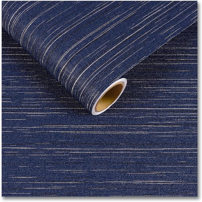 CRE8TIVE Wide Dark Blue Grasscloth Peel and Stick Wallpaper by CRE8TIVE