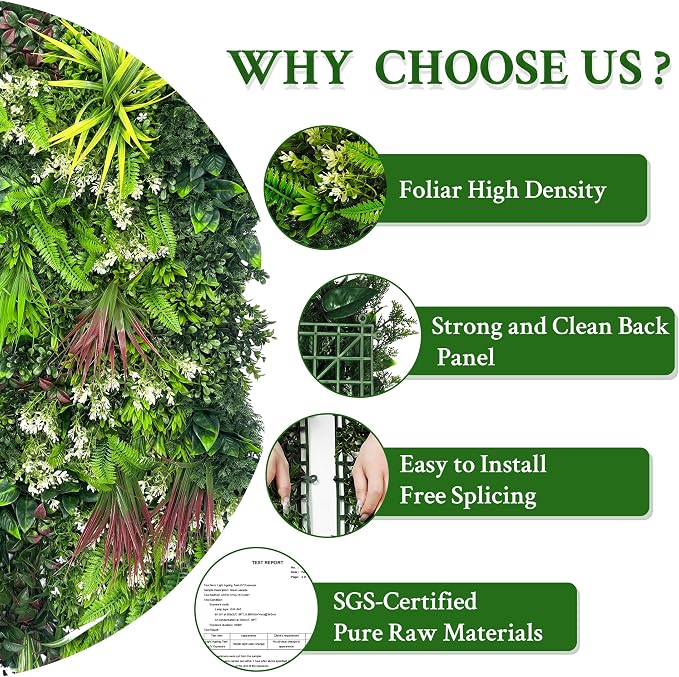 ODTORY Artificial Plant Wall Panels: 70"×120" UV-Anti Faux Grass Wall Backdrop - Image 5
