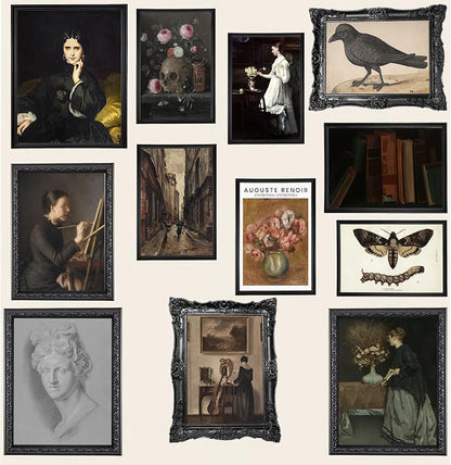 LANCHI95 12PCS Vintage Classical Wall Art Set – Dark Academia Antique Frame by LANCHI95