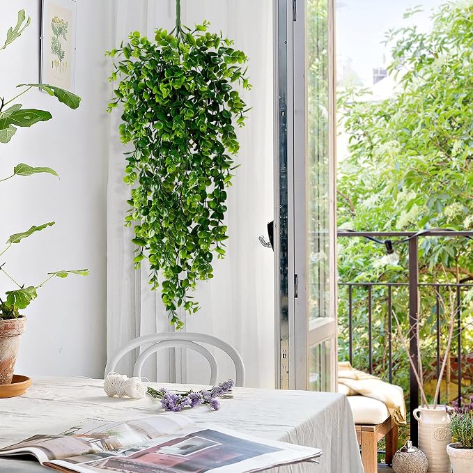Waipfaru 8Pcs Fake Hanging Plants 2.7ft Fake Plants UV Resistant Fake Vines - Image 2