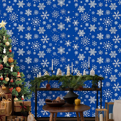 Kochorie 100 Ft x 54 Inch Blue Snowflake Tablecloth Roll - Image 5