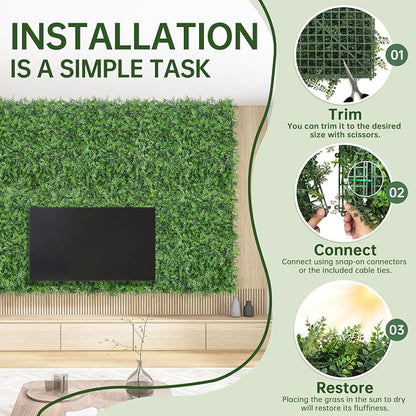 Artificial Green Wall Panels: 20"x20" Boxwood Hedge Green Wall Decor Backdrop - Image 5