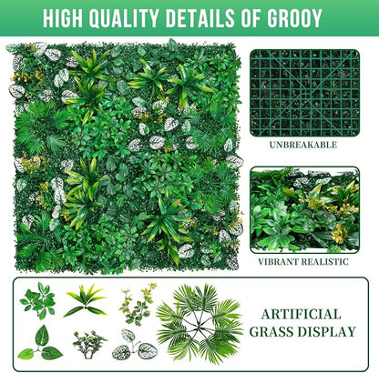 Grooy Artificial Hedge Grass Wall, Boxwood Panels 20"x20", UV Protected Privacy - Image 2