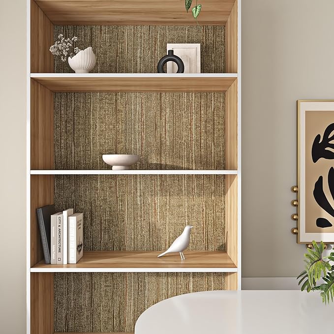 Livelynine 15.8x394 Luxury Gold Textured Wallpaper Peel and Stick Grass Cloth - Image 6