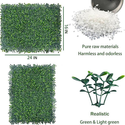 ODTORY Artificial Boxwood Hedge Wall Panels, 24 X 16 in 12P UV-Anti Faux - Image 2