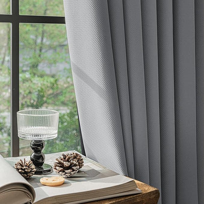 FMFUNCTEX 100% Dark Grey Blackout Patio Sliding Glass Door Curtains 84 inch - Image 6