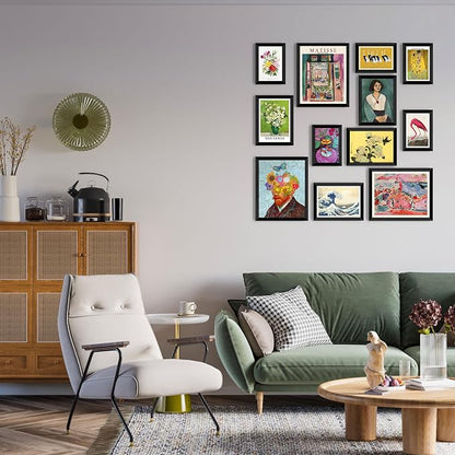 LANCHI95 12 Pcs Eclectic Wall Art Decor FRAMED, Eclectic Home Decor, Retro - Image 7