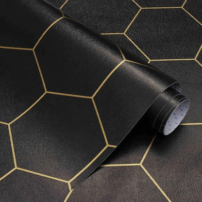 Black and Gold Wallpaper Geometric Peel and Stick Wallpaper by Fiula