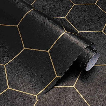 Black and Gold Wallpaper Geometric Peel and Stick Wallpaper by Fiula