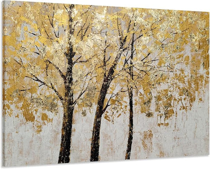Yihui Arts Tree Painting with Gold Foil by YihuiArts
