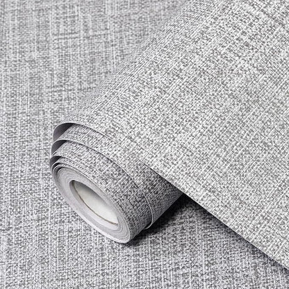 Grey Grasscloth Peel and Stick Wallpaper 17.3"x1200" Faux Linen Textured by Uooar