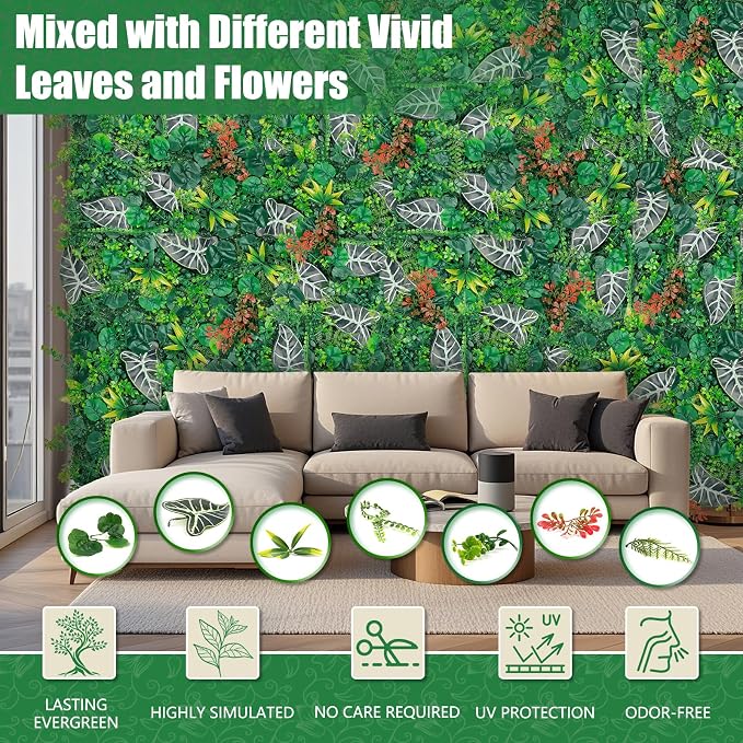 Artificial Grass Wall Roll Panels, Faux Boxwood Green Wall Decor - Image 3