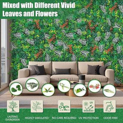 20"x20" Artificial Grass Wall Panels, Faux Boxwood Green Wall Decor - Image 3