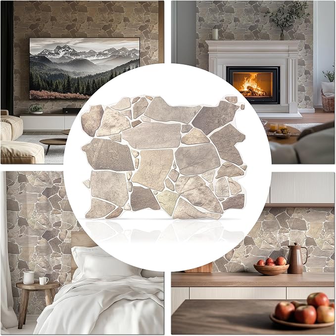 CONCORD WALLCOVERINGS ™ Retro-Art 3D Faux Stone Wall Panels, Lightweight PVC by ConcordWallcoverings