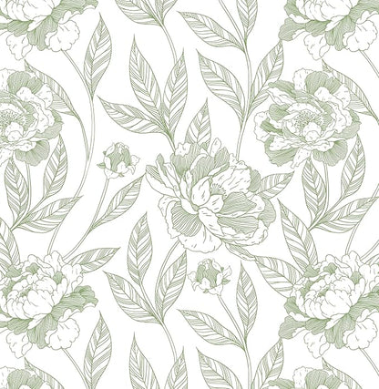 Timeet Peel and Stick Wallpaper Green Floral Wall Paper by Timeet