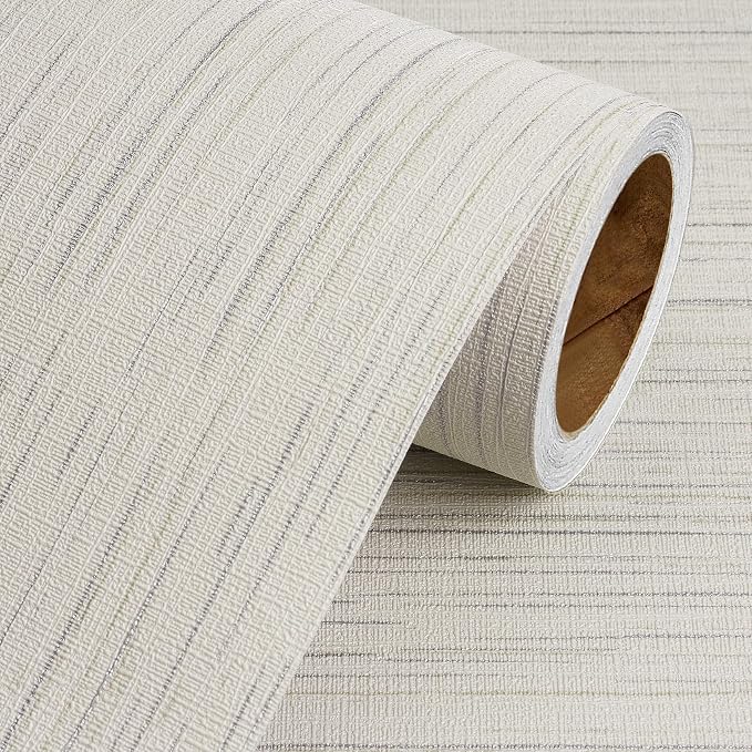 Livelynine Taupe Grasscloth Peel and Stick Wallpaper Textured Neutral Faux by Livelynine