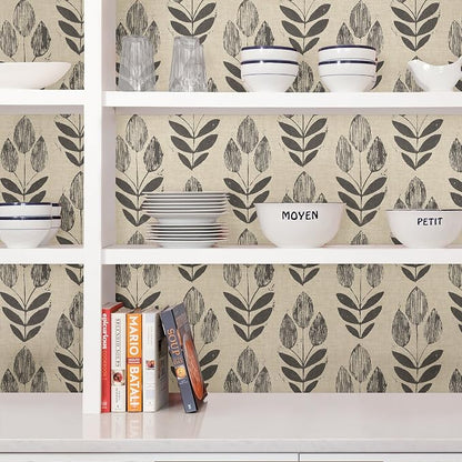 NuWallpaper Folk Tulip Peel and Stick Wallpaper, Textured Removable Wallpaper - Image 6