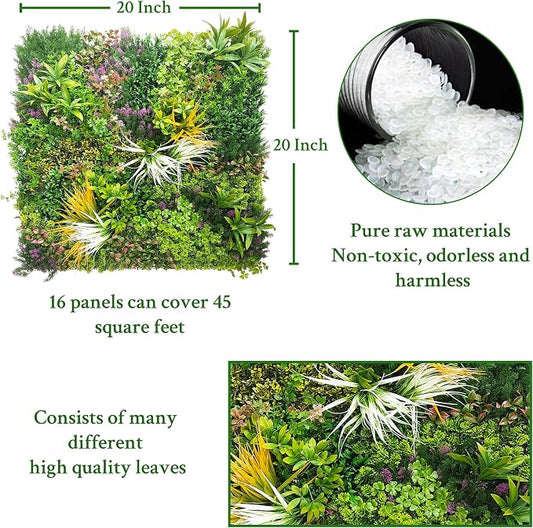 ODTORY Artificial Greenery Grass Wall Panels: 20''x 20'' 16P UV-Anti Faux Ivy - Image 2