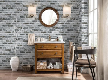 Guvana 17.3"×472.4" Brick Wallpaper Peel and Stick Wallpaper Grey Removable - Image 4