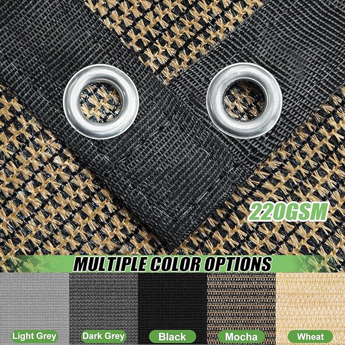 Outdoor 90% Sun Shade Cloth with Grommets, 14 X 15 FT Pergola Shade Cover for Garden Patio Carport Kennel Swimming Pool, Mocha (We Make Custom Size)