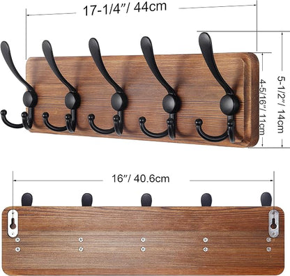 SKOLOO Rustic Wall Mounted Coat Rack: 16" Stud Spacing, Pine Real Wood Plank - Image 4