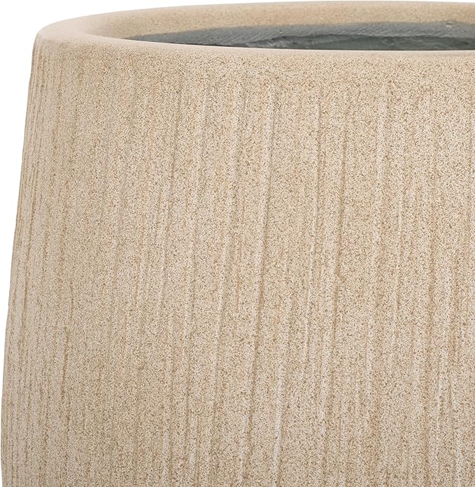 SAFAVIEH Outdoor Collection Francia Modern Beige Concrete Ficonstone Planter Pot