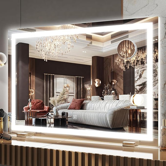 FENNIO Makeup Mirror with Lights 32"x22" ，LED Makeup Mirror ，Large Vanity by FENNIOLEDMIRRORS