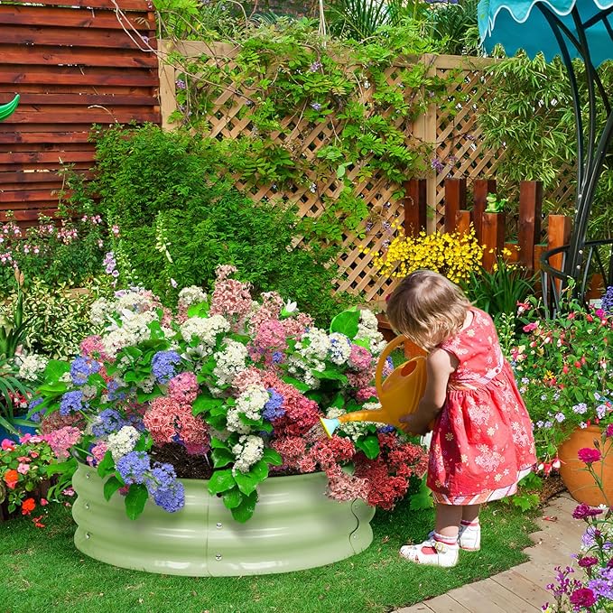 BPS Metal Raised Garden Bed, 2-Pack 2.5FT Diameter Galvanized Planter Raised Garden Boxes for Flower Planters, Vegetables Herb