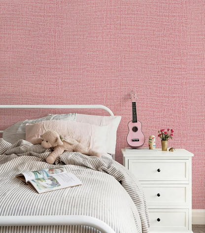Guvana Grasscloth Peel and Stick Wallpaper Pink Textured Contact Paper Modern - Image 6