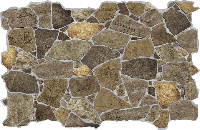 Dundee Deco 3D Wall Panels Faux Stone PVC Brown, 3.2 ft X 2.1 ft, Interior - Image 4