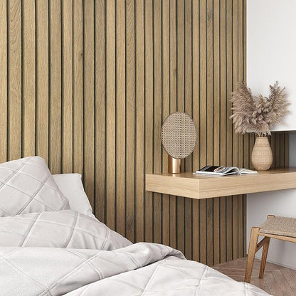 VEELIKE Natural Oak Wood Slat Wallpaper Peel and Stick Light Wood Panel Look - Image 4