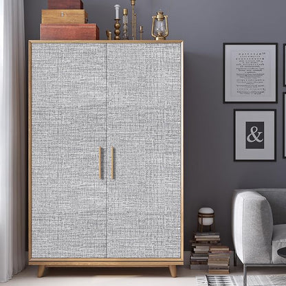 Grey Grasscloth Peel and Stick Wallpaper 17.3"x480" Faux Linen Textured Contact - Image 9
