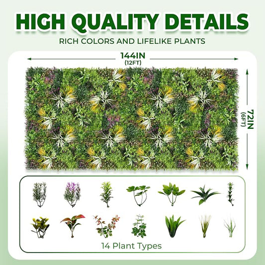 Artificial Grass Wall Roll Panels: 6FT x 12FT Boxwood Hedge Panels, UV-Anti - Image 2