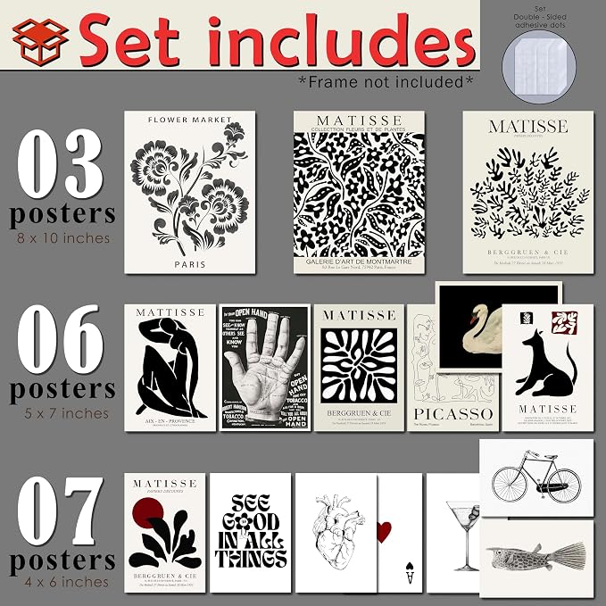 LANCHI95 16 PCS Black and White Home Decor, Eclectic Wall Art, Minimalist - Image 2
