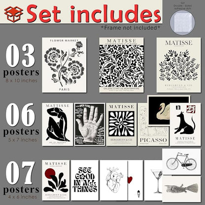 LANCHI95 16 PCS Black and White Home Decor, Eclectic Wall Art, Minimalist - Image 2