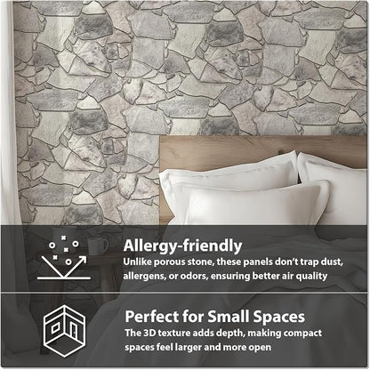 CONCORD WALLCOVERINGS 3D Faux Stone Wall Panels, Lightweight 17.5" x 23.75" PVC - Image 5