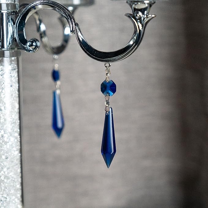 HDCRYSTALGIFTS 25pcs Blue Chandelier Crystals Replacement Chandelier Icicle Crystal Prisms Crystal Drop Prisms