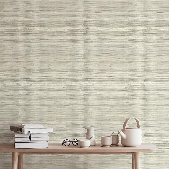 JiffDiff Grasscloth Wallpaper Peel and Stick Cream Grassweave Stick on - Image 8