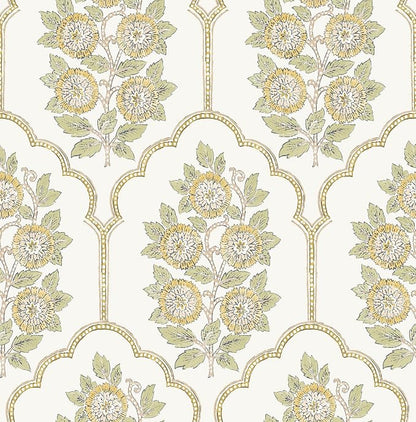NuWallpaper x Society Social Floral Bazaar Ochre Peel and Stick Wallpaper by NuWallpaper