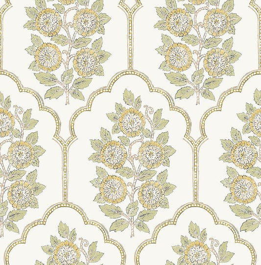 NuWallpaper x Society Social Floral Bazaar Ochre Peel and Stick Wallpaper by NuWallpaper