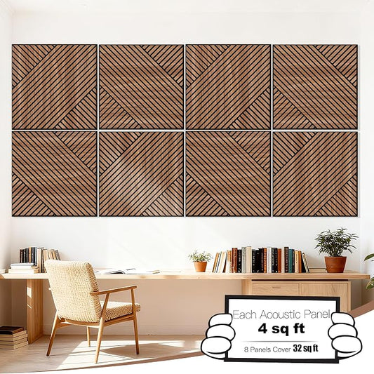 Mollywell Art Acoustic Wall Panels, 24x24 Inch 8 Pack, Wood Veneer, Sound - Image 2